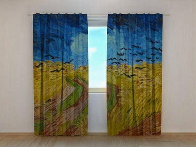  3D curtains with Vincent van Gogh's work "Ravens over a wheat field" Tapetenshop.lv