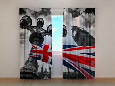 Day and night curtains with print - British flag - price Tapetenshop.lv