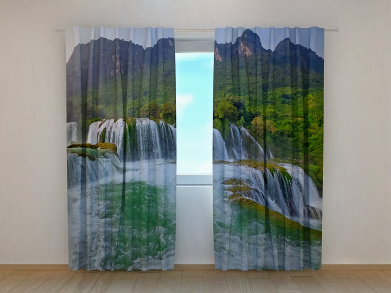 Curtains with print - Large waterfall - made to order Tapetenshop.lv