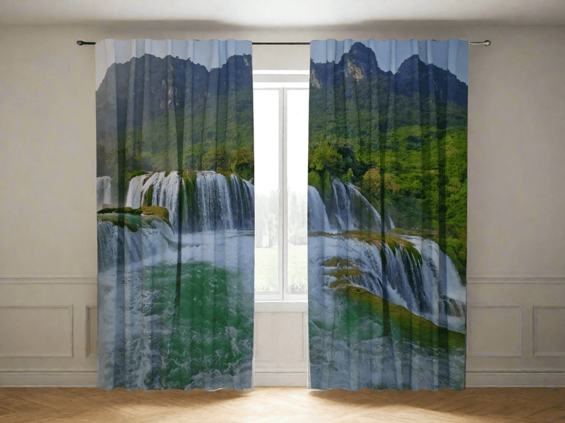 Curtains with print - Large waterfall - made to order Tapetenshop.lv