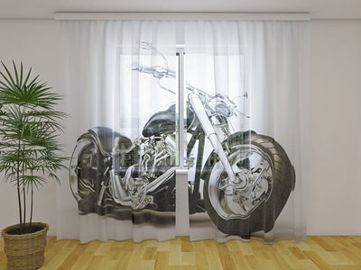 Printed curtains - Black motorcycle - excellent quality - made in EU Tapetenshop.lv