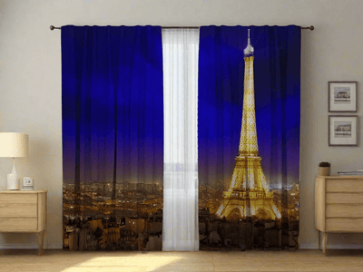 Beautiful and elegant curtains for the living room with a view of ParisTapetenshop.lv