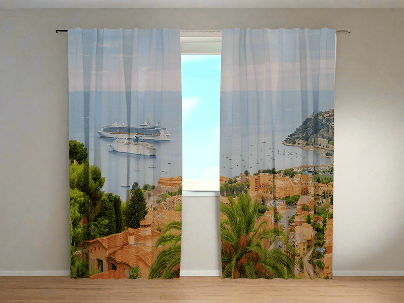 Curtains for a room with a beautiful view of the Riviera - Nice lagoon Tapetenshop.lv