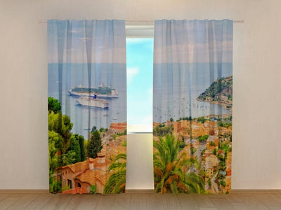 Curtains for a room with a beautiful view of the Riviera - Nice lagoon Tapetenshop.lv