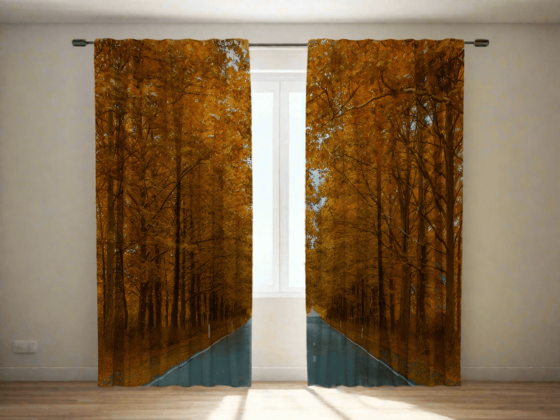 Day and night curtains with an autumn theme - Autumn road Tapetenshop.lv