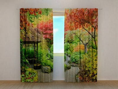 Curtains with realistic print - Autumn Japanese Garden - to order on Tapetenshop.lv