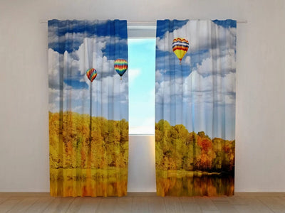 Curtains to Orders - Color Autumn Views with Balloons Tapetenshop.lv