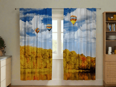 Curtains to Orders - Color Autumn Views with Balloons Tapetenshop.lv