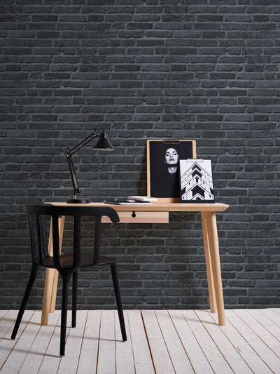 Wallpaper with brick imitation AS Creation 94283-3 black AS Creation