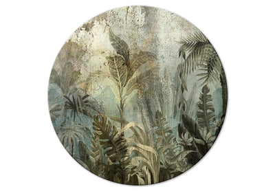 Apaļa glezna - ar tropiskiem džungļiem tumši zaļos toņos - 151512 G-ART