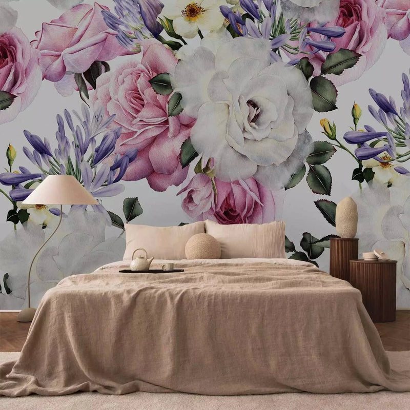 Wall Murals with flowers - sentimental garden (multicolored), 118064