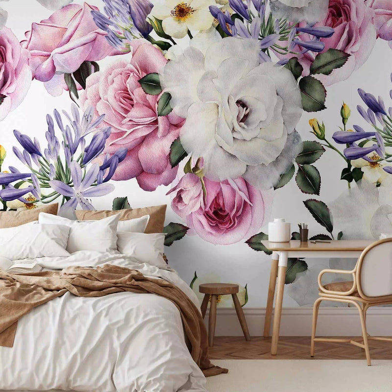 Wall Murals with flowers - sentimental garden (multicolored), 118064