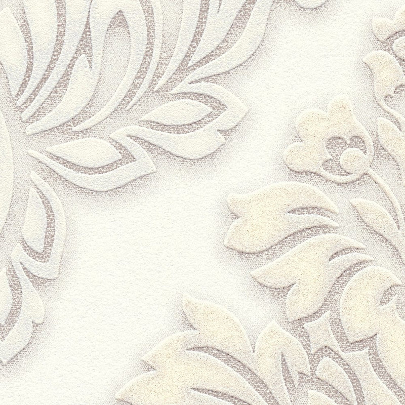 Wallpaper for bedroom - Baroque style with glitter effect - white, AS 368982 AS Creation