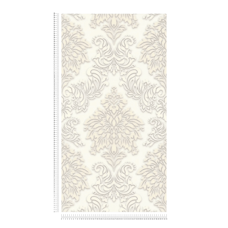 Wallpaper for bedroom - Baroque style with glitter effect - white, AS 368982 AS Creation