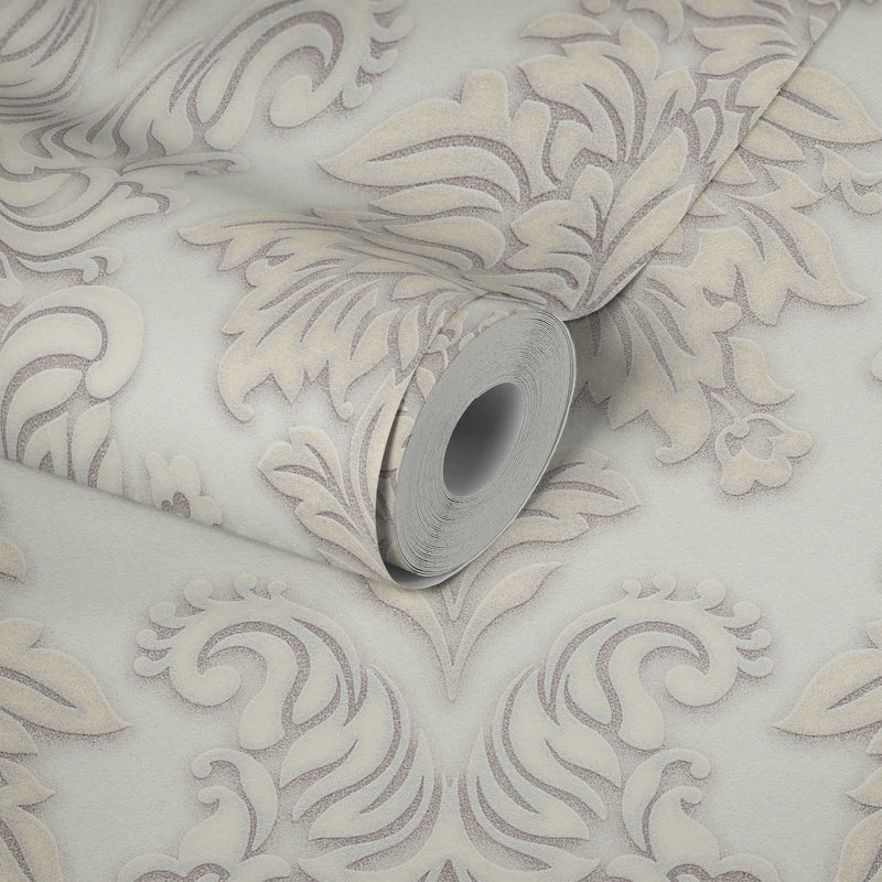 Wallpaper for bedroom - Baroque style with glitter effect - white, AS 368982 AS Creation