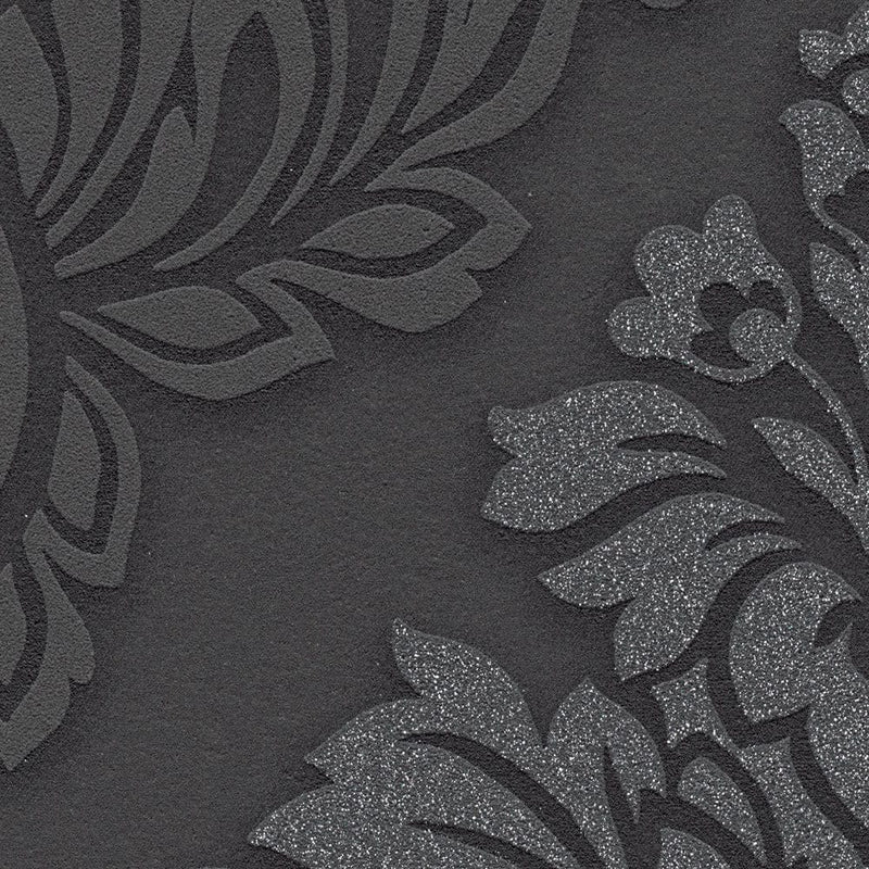 Wallpaper for the bedroom - black baroque style with shine, AS 368984 AS Creation