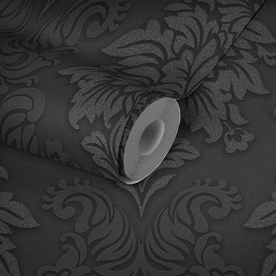 Wallpaper for the bedroom - black baroque style with shine, AS 368984 AS Creation