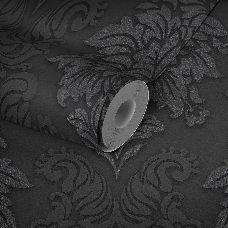 Wallpaper for the bedroom - black baroque style with shine, AS 368984 AS Creation