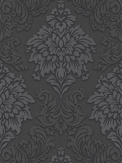 Wallpaper for the bedroom - black baroque style with shine, AS 368984 AS Creation