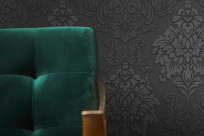 Wallpaper for the bedroom - black baroque style with shine, AS 368984 AS Creation