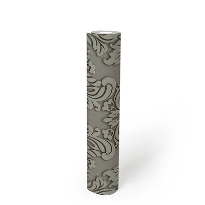 Wallpaper for bedroom - Baroque style with glitter effect - gray, as 368981 AS Creation