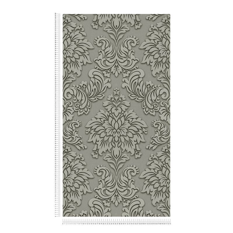 Wallpaper for bedroom - Baroque style with glitter effect - gray, as 368981 AS Creation