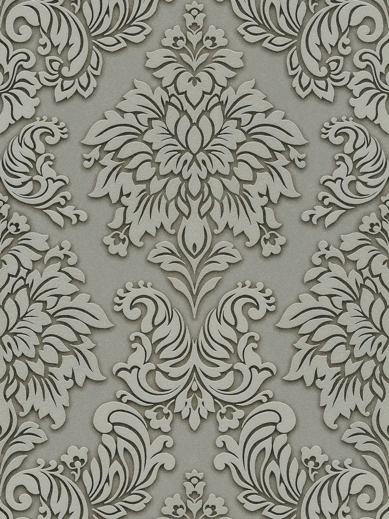 Wallpaper for bedroom - Baroque style with glitter effect - gray, as 368981 AS Creation