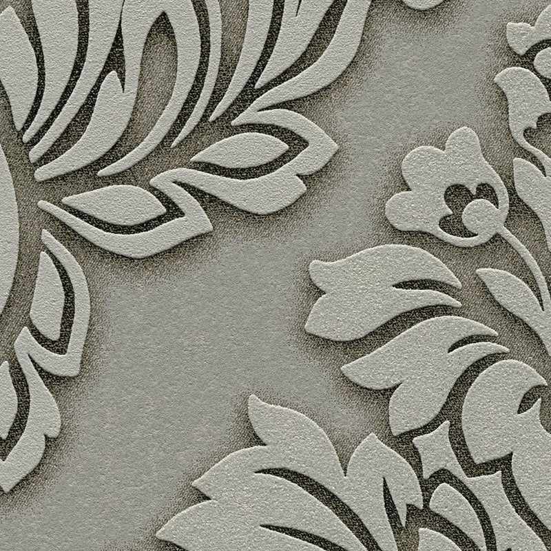 Wallpaper for bedroom - Baroque style with glitter effect - gray, as 368981 AS Creation