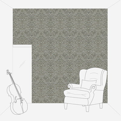 Wallpaper for bedroom - Baroque style with glitter effect - gray, as 368981 AS Creation