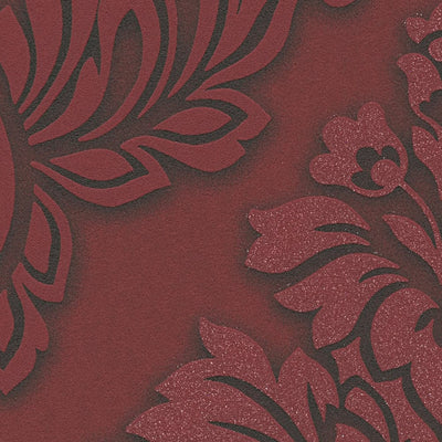 Wallpaper for bedroom - Baroque style with glitter effect - red, as 368983 AS Creation