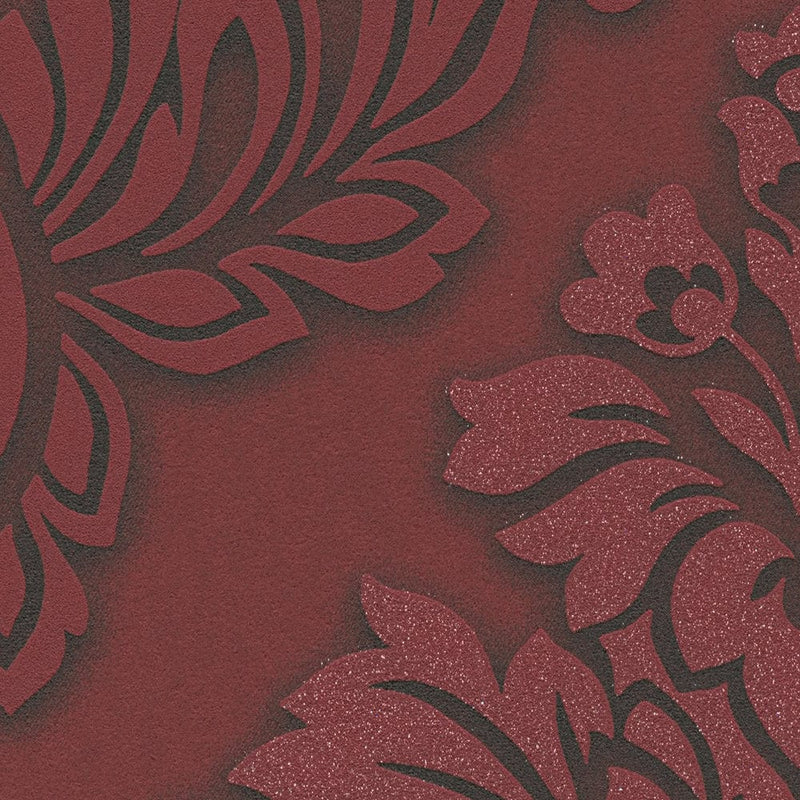 Wallpaper for bedroom - Baroque style with glitter effect - red, as 368983 AS Creation