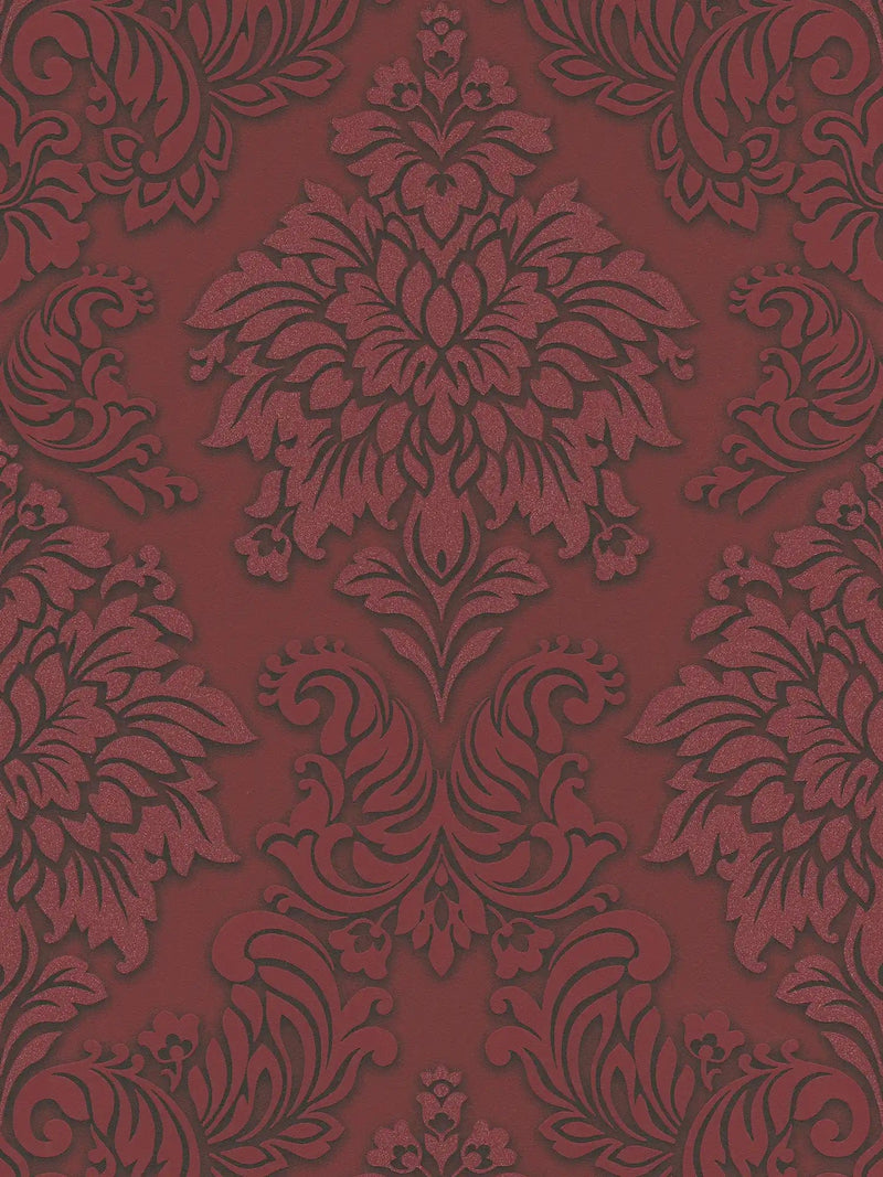 Wallpaper for bedroom - Baroque style with glitter effect - red, as 368983 AS Creation