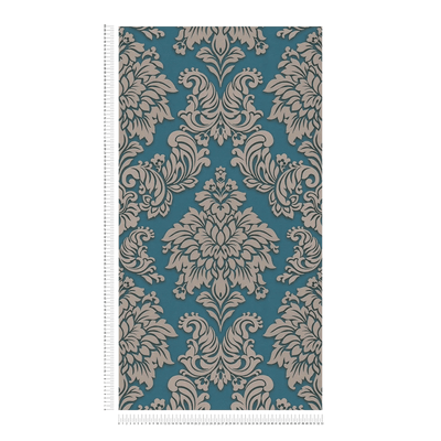 Wallpaper for bedroom - Baroque ornaments with glitter effect - blue, 368985 AS Creation