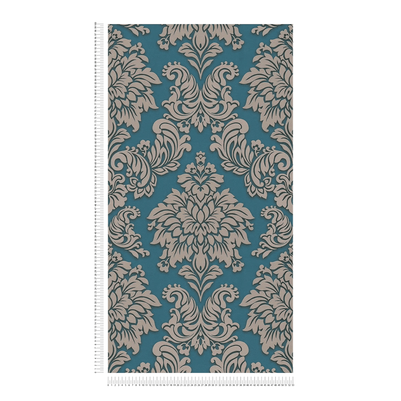 Wallpaper for bedroom - Baroque ornaments with glitter effect - blue, 368985 AS Creation