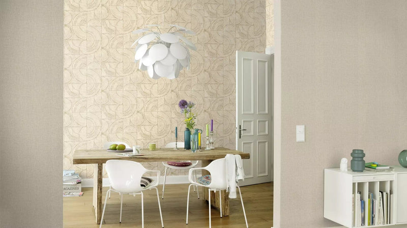 Beige wallpaper RASCH with fine textile texture, 653724 RASCH