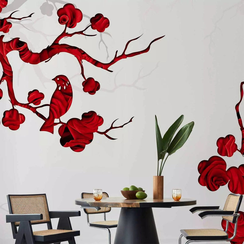 Wall Murals with red tree theme in red, 60878 G-ART