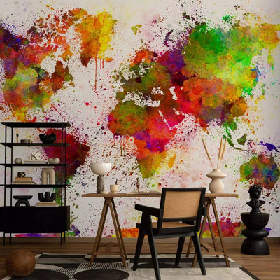 Wall Murals - colorful watercolor world map, 64431 - buy G-ART