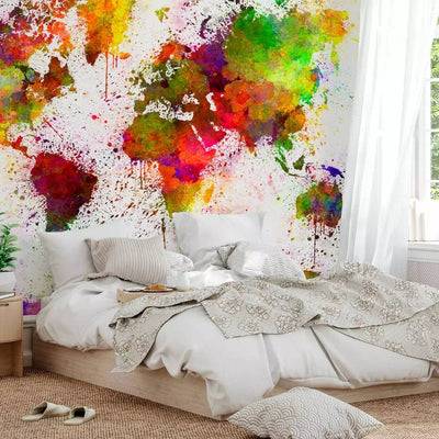 Wall Murals - colorful watercolor world map, 64431 - buy G-ART