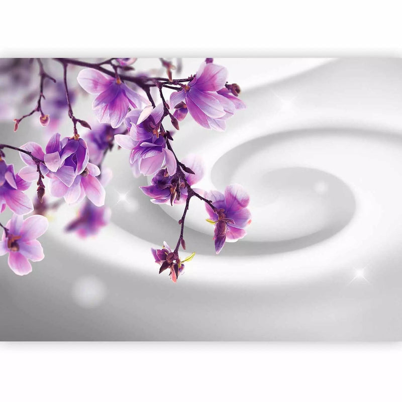 Wall Murals - purple magnolia on background with swirl and shimmer effect G-ART