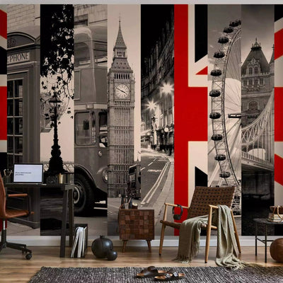 Wall Murals With symbols from London. Brown shades - 96869 g -art