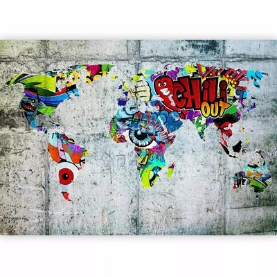 Wall Murals - Abstract world map with graffiti, 63847- buy at G-ART