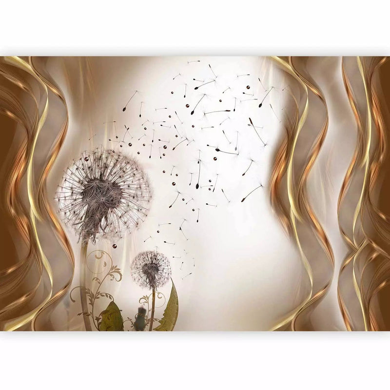 Wall Murals - Dandelion motif on the background with waves and ornaments, 96836g-art