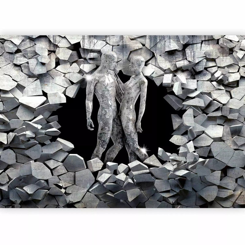 Wall Murals with love in gray tones - Stone people, 62298G-ART