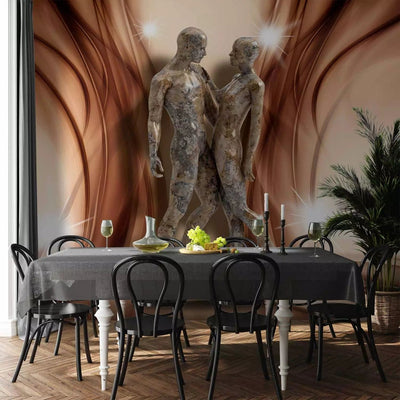 Wall Murals - Sculpture with two figures on a delicate background with glitter G-ART