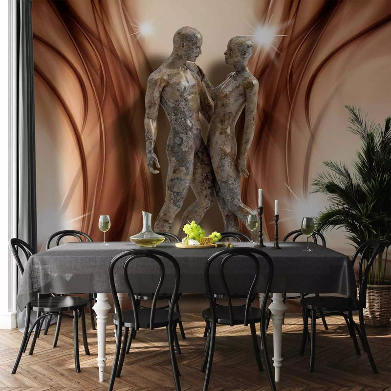 Wall Murals - Sculpture with two figures on a delicate background with glitter G-ART