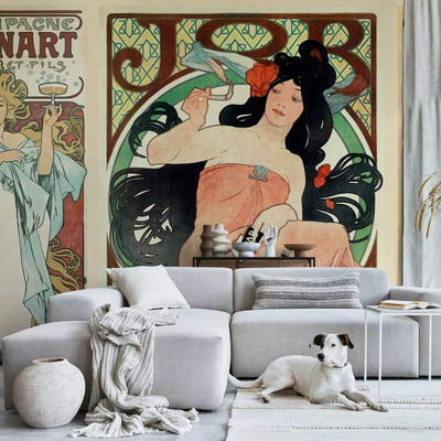 Valokuvatapetti naisten kanssa retropöydässä - Alphonse Mucha, 62078G-ART