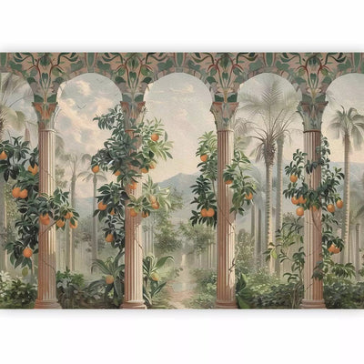 Wall Murals - exotic garden with columns and a view of the mountains, 161097 G-ART