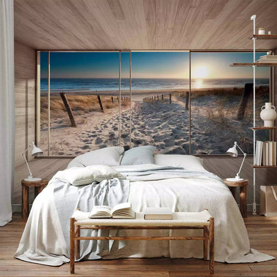 Wall Murals with 3D optical illusion - 3D landscape with a beach at sunrise - 93112 G-ART