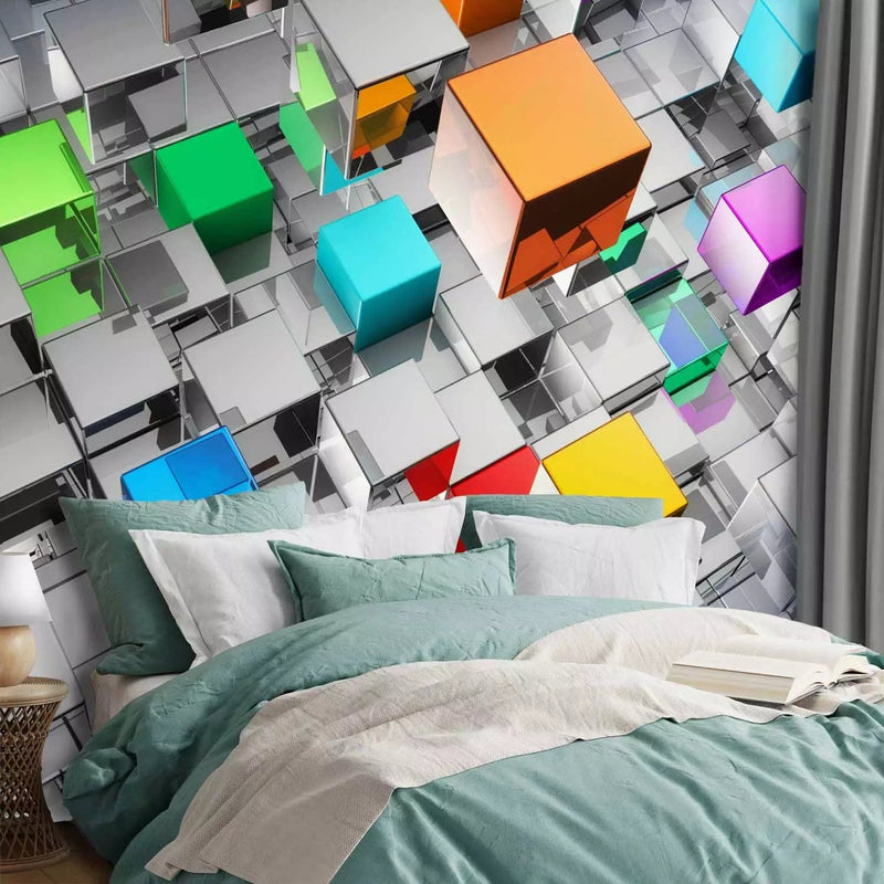 Wall Murals with 3D optical illusion - Metal cubes - 92115G-ART