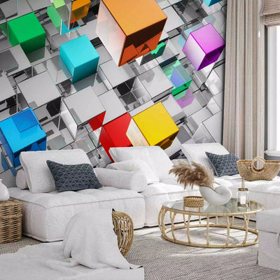 Wall Murals with 3D optical illusion - Metal cubes - 92115G-ART